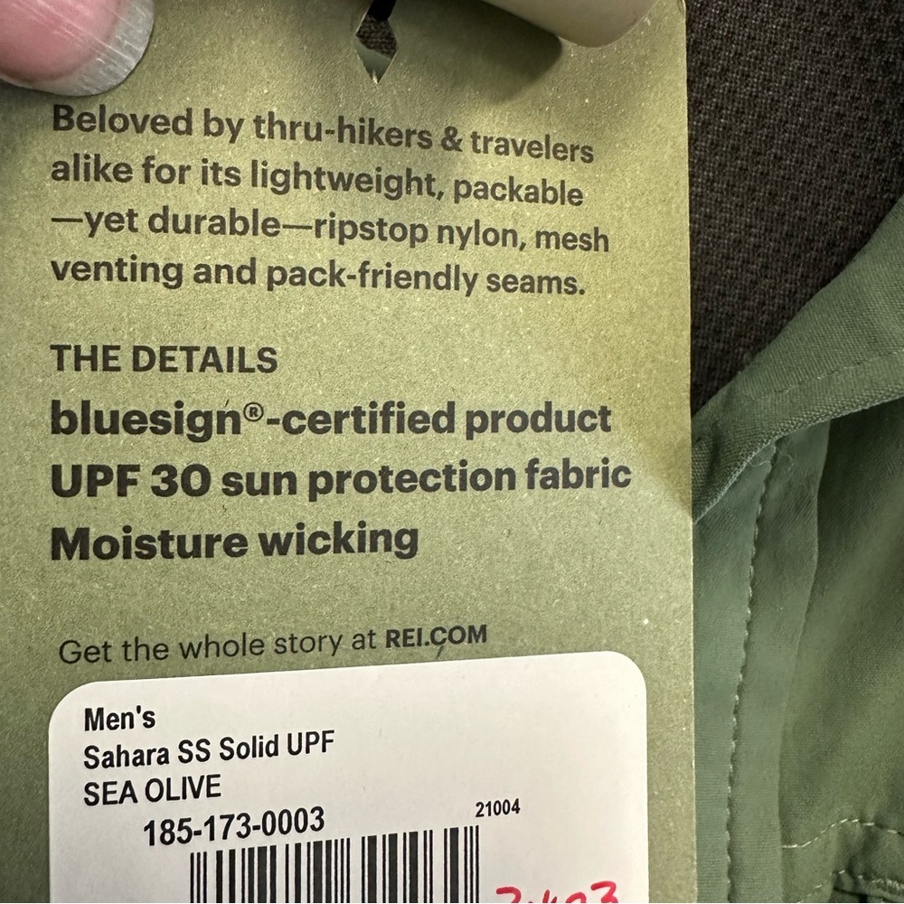 REI UPF 30 Men's Sahara Casual Green Button Down Hiking Shirt - Picture 6 of 12